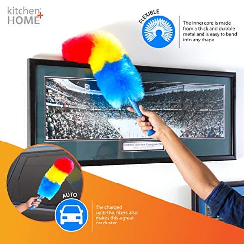 Kitchen + Home 23” inch Rainbow Static Duster - Electrostatic Feather Duster Attracts dust Like a Magnet! 5