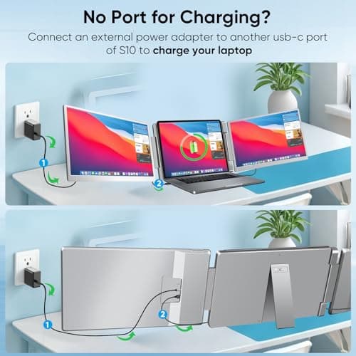 LXU Laptop Screen Extender, 15.6" FHD 1080P IPS Laptop Monitor Extender Triple Screens, Portable Monitor for Laptops 12~17.3 inch, Plug n Play Extended Monitor for MacBooks(NOT M1 M2 M3)/Windows 8