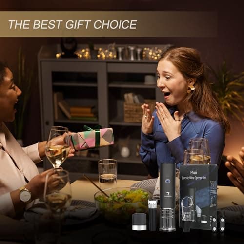 SANMAS Rechargeable Electric Wine Bottle Opener Set - Automatic Corkscrew with Foil Cutter, Wine Stopper & Aerator Pourer - Ideal Gift for Wine Lovers 7