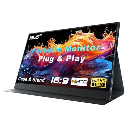 Portable Monitor for Laptop, 15.6 Inch 1080P FHD Portable Monitor Second Screen Extender with USB C HDMI Cover Stand Speaker for Laptop Computer PC Mac Phone PS5/4 Xbox Switch Travel Gaming Work