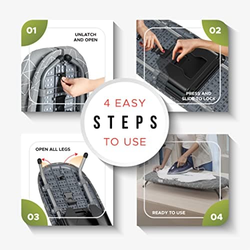 XABITAT Table Top Ironing Board with Wall Mount, D-Crease, Portable Space Saving Mini Laundry Room Iron Board, Foldable Small Ironing Board with Iron Holder, Gray 7