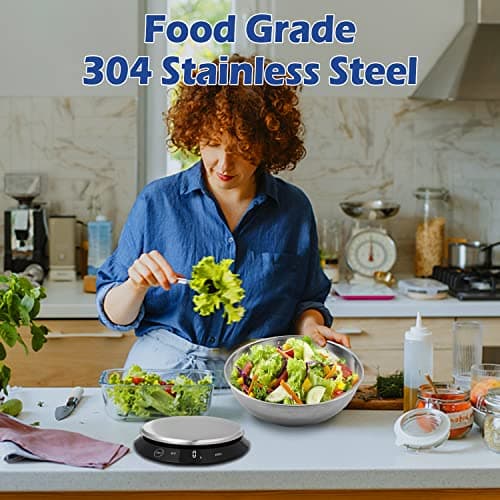 CHWARES Digital Kitchen Food Scale with Bowl Stainless Steel, Rechargeable Digital Scales Grams and Ounces for Weight Loss, Dieting, Baking, Cooking, and Meal Prep, 11lb/5kg, 0.1oz/1g 6