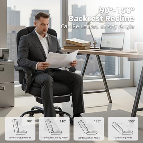 Office Chair, Big and Tall Fabric Gaming Chair with Footrest, Executive Comfortable Computer Desk Chairs, 360° Swivel Base & Height Adjustable Executive Chairs for Adults, Gamer Chair & Silla Gamer 5