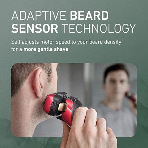 Panasonic ARC5 Electric Razor for Men Face, Wet & Dry Shavers for Men with Foil Shaver, Pop-up Trimmer, Ultra-Fast 5-Blade, Smart Shave Sensor, 16D Flexible Pivoting Head - ES-ALV6HR (Red) 5