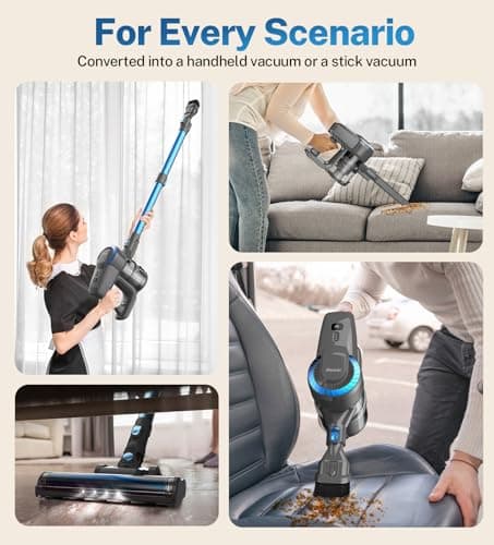 DEVOAC Cordless Vacuum Cleaner, Ultra-Lightweight Stick Vacuum, 2200mAh Battery Up to 40mins Runtime, 6 in 1 Powerful Handheld Vacuum for Home Hard Floor Carpet Pet Hair (Sea Blue) 7