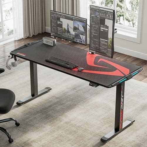 EUREKA ERGONOMIC 65 inch Electric Height Adjustable Gaming Desk Standing Desk, Large Computer Table with RGB LED Lights and Extended Gaming Mouse mat for Gaming and Home Office,Black 5
