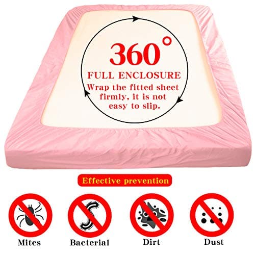 Bedding Twin Fitted Sheet, Bottom Sheet with Deep Pocket - Soft Microfiber - Shrinkage and Fade Resistant - Easy Care -1 Fitted Sheet Only, Pink 7