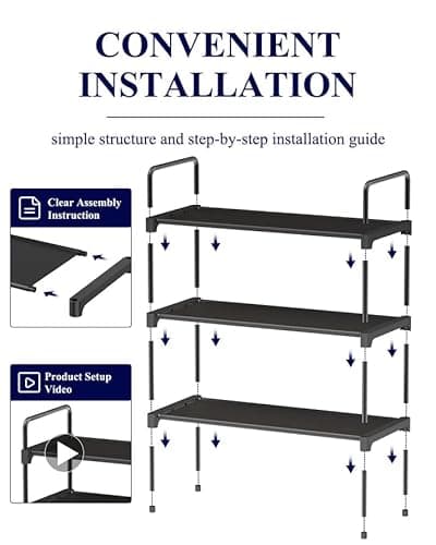 Kitsure Shoe Rack for Closet, Sturdy Shoe Storage for Entryway, Space-Saving Shoe Rack Small and Shoe Shelf, 27.6" Wide, Black 5