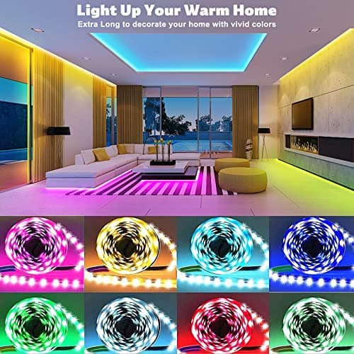 ZOZOO 100ft Led Lights for Bedroom(2 Rolls of 50ft), Smart RGB Led Strip Lights with 44-Key Remote & APP Control Music Sync with Color Changing for Home Party Festival Decoration 7