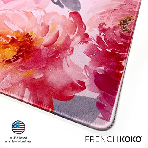 French KOKO Large Mouse Pad Desk Mat 15" x 30" – Extended Floral Desk Protector for Keyboard & Mouse – Non-Slip Waterproof Cute Office Pad Aesthetic Workstation Mat 7