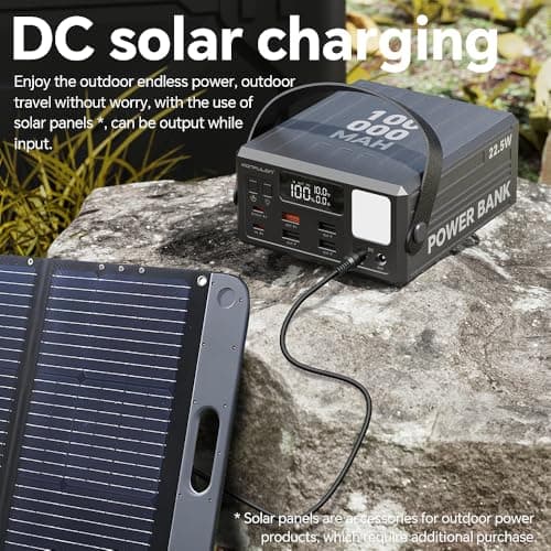 High Capacity Power Bank 100000mAh Fast Charging 22.5W PD 20W Portable USB C Battery Packs with 7 Outputs & LCD Display Battery Bank for iPhone, Samsung, iPad ,Macbook & Outdoors Camping (GREY) 7