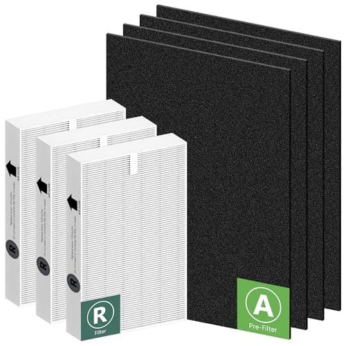 HPA300 HEPA Filter Replacement for Honeywell HPA300 Series Air Purifiers HPA300, HPA300VP, HPA304, HPA3300, Replace HRF-R3 (3 Ture HEPA R Replacement Filter + 4 Activated Carbon Pre-Filter) by Funmit