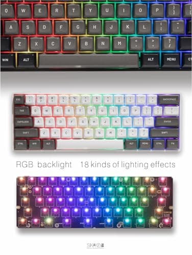 Kusigssk 60% Custom Mechanical Keyboard Kit，61-Key Hot-Swappable 3-pin/5-pin Switch with Sound-Dampening Foam，RGB Backlit Gaming Keyboard DIY Kit – Compatible with Win/Mac(SK1 White) 7