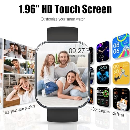 Smart Watch for Men Women, 1.96" Fitness Tracker Running Watch (Answer/Make Call), IP68 Waterproof, Pedometer, Sleep/Step/Activity/Heart Rate Monitor, 110+ Sport Modes Smartwatch for Adroid iOS Phone 6