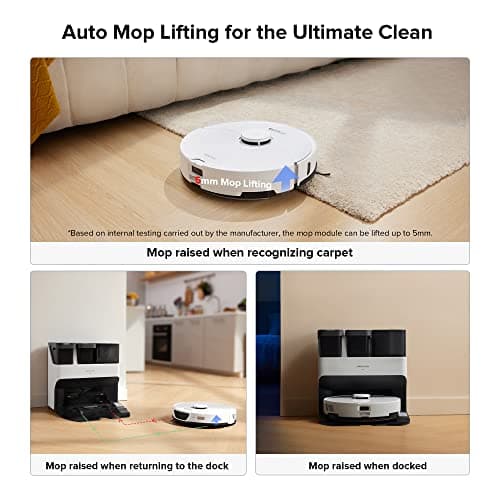 roborock S7 Max Ultra Robot Vacuum and Mop Combo, Auto Mop Drying and Washing, Self-Emptying and Refilling, 5500Pa Suction, Reactive Tech Obstacle Avoidance, White (RockDock Ultra Series) 5