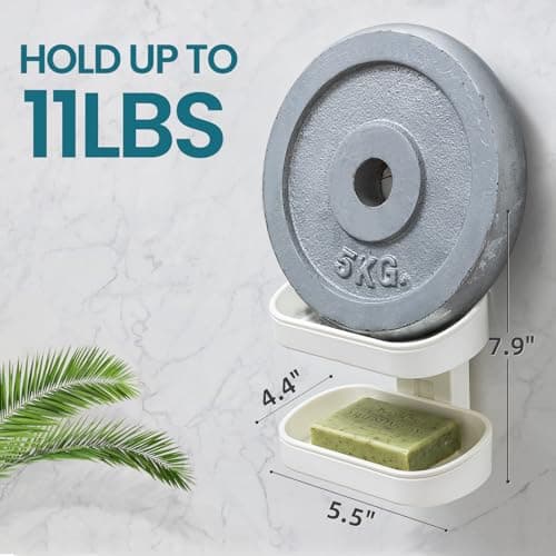 TAILI Soap Holder Soap Dish for Shower, Suction Cup Soap Holder for Shower Wall, Bathroom Accessories, Removable Strong Hold Soap Saver, Drill Free Double Soap Dish, White 2 Layer 7