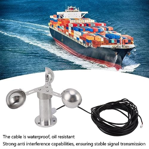 Luqeeg Wind Speed Sensor, High Accuracy Three Cup Anemometer, Aluminum Alloy Material with 8m Cable for Wind Measurement in Power Plants, Meteorological Stations, Easy to Install 2