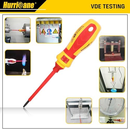HURRICANE 1000V Insulated Electrician Screwdriver Set, 13 Piece Professional Electrical Screwdriver Set, CR-V Steel Magnetic Phillips Slotted Pozidriv Torx, Insulation VDE & GS Certified Screwdriver 8