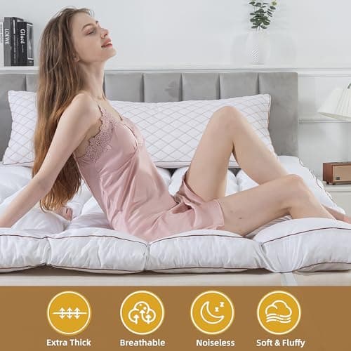 WhatsBedding 3 Inch Memory Foam Mattress Topper Full Size for Back Pain, 1700GSM Fluffy Shredded Memory Foam Filled Pillow Top, Extra Soft Bed Topper, Thicked Down Alternative-Lined, 54x75in 7