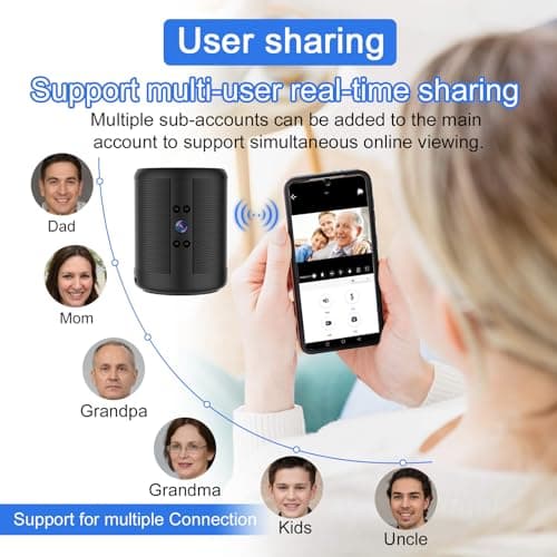 Shalapovar Bluetooth Speaker Spy Camera, Hidden Camera Speaker with Night Vision, AI Motion Detection, Real-Time Recording, Home Security & Pet Monitor 8