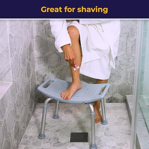 Drive Medical Bathroom Safety Shower Tub Bench, Aluminum, Chair Color: White 8