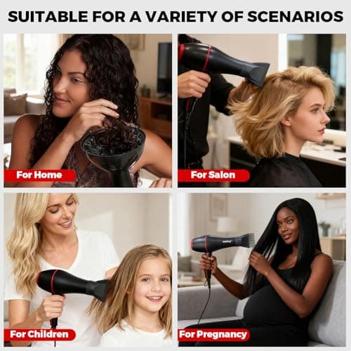 21Pcs Professional Hair Dryer Kit - Ionic, Lightweight, Low Noise, Constant Temperature, 1800W Blow Dryer for Women and Men - Includes Hair Dryer, Nozzles, and Accessories Set 8
