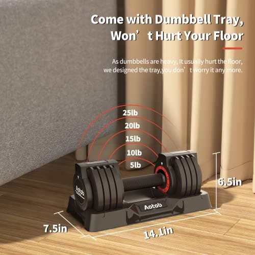 ACCPO Adjustable Dumbbells Set,25LB Dumbbell,Fast Adjustment Weight Dumbbell by Turning Anti-slip Handle,Strength Training with Tray Suitable for Men Women Full Body Exercise (25LBS) 7