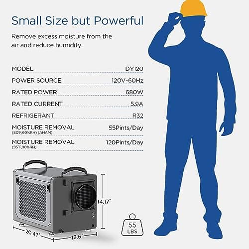 120 pints Commercial Dehumidifiers with Drain Hose,Crawl Space Dehumidifiers for Basement,Industrial Dehumidifier for Large Room,Whole HouseDehumidifiers. 5