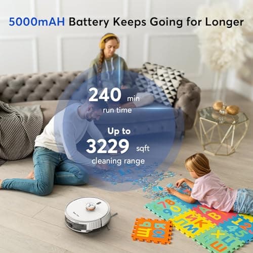 Teendow D20S Max+ Robot Vacuum and Mop, Specifically Handling Pet Hair Design, 8000Pa Max Suction, with Self-Empty Dock, 10 Weeks Hands-Free Cleaning, PreciSense LiDAR Navigation, App & Voice Control 8