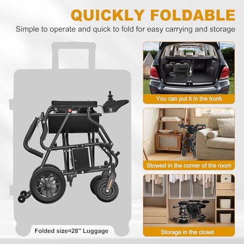 Electric Wheelchairs for Adults, Foldable Power Wheelchair, 15 Miles Longer Range, 500W Dual Motors, All Terrain Portable Motorized Wheelchair for Seniors Support 350 lbs 6