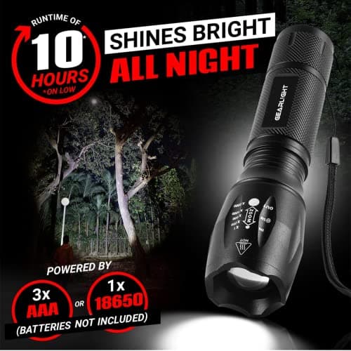 LED Flashlight High Lumens, Mini Tactical LED Flashlight 2 Pack, 5 Modes Zoomable Beam, Battery Powered (Batteries Not Included) for Camping, Hunting, Home & Emergency, Compact Small LED Flashlight 8