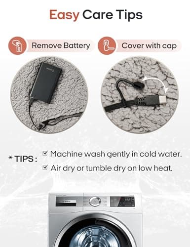 Ourea 12V Battery Operated Heated Blanket Cordless Electric Blanket with 20000mAh Power Bank Portable Heated Throw for Outdoor Camping Car Stadium Travel Home Sherpa Fleece Grey 9