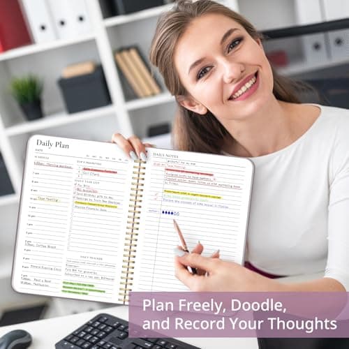 Aesthetic Daily Planner Notebook With Hourly Schedule, Spiral To Do List Notepad, Notebooks for Work, Undated Planner to Easily Organize Your Tasks And Appointments,Perfect Office Supplies for Women - Purple 6