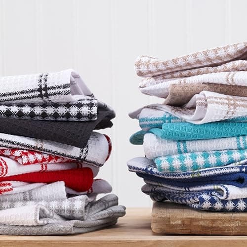 T-Fal Premium Waffle Dish Cloths: Highly Absorbent, Super Soft Long Lasting - 100% Cotton, 12"x13" Towel for Cleaning & Drying, (8-Pack), Gray 7