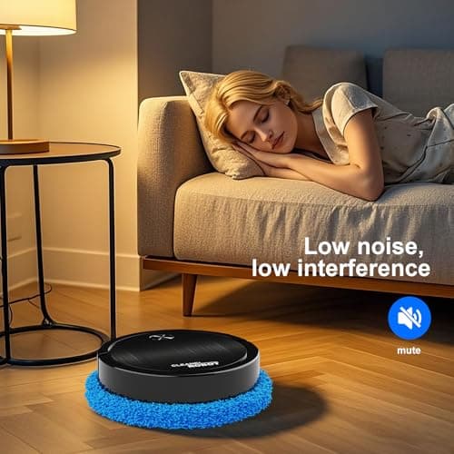 Robot Mop,Ultra Quiet Smart Mopping Robot Cleaner,Wireless Auto Sweeping & Mopping, Suitable for Cleaning Hard Floors and Tiles-Black 7