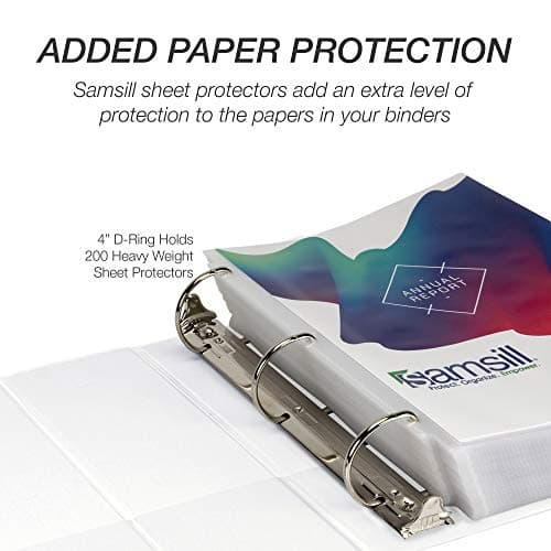 Samsill Durable 4 inch 3 Ring Binder, D Ring Binder, 100% Recycled Chipboard, White, 2 Pack 6