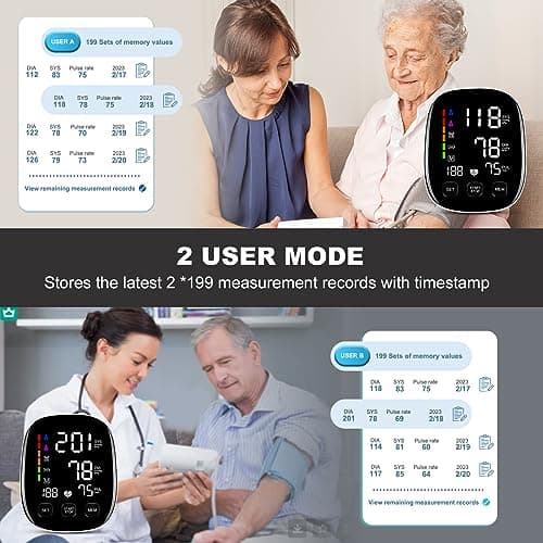 Blood Pressure Monitors for Home Use, 9-17'' & 13-21'' Extra Large Blood Pressure Cuff Upper Arm Blood Pressure Machine, 6 in Large LED Backlit Display, USB Cable & Batteries Included 7