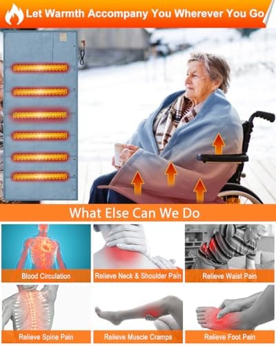 NJDGF Heated Blanket Battery Operated Portable - Electric USB Throw Blanket Cordless for Camping Winter Outdoor Indoor (Blue) 5