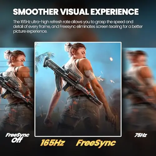 CRUA 34" Curved Gaming Monitor, WQHD 3440x1440, 144Hz/165Hz Computer Monitors, 1500R VA Screen, 120% sRGB, AMD FreeSync, HDMI 2.0 & DP 1.4, Wall Mountable Installs- Black 6