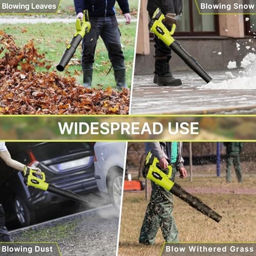 Leaf Blower, 21V Cordless Electric Blower with 2 2.0Ah Batteries and 1 Hour Fast Charger, Lightweight Leaf Blower for Patio Cleaning, Lawn Care, Blowing Fallen Leaves and Dust, etc. 6