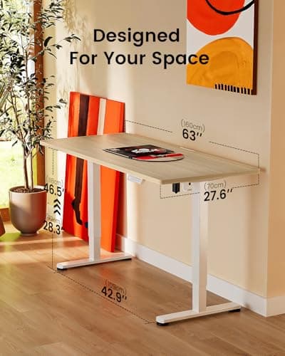 Ergear Height Adjustable Electric Standing Desk, 63x 28 Inches Sit Stand up Desk, Large Memory Computer Home Office Desk (Natural) (EGESD7N) 10