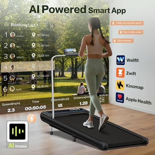 COZYINN Under Desk Walking Pad Treadmill: [Voice Control] 2 in 1 Incline Folding Treadmill Works with KINOMAP WELLFIT APP for Home Office - 2.5HP Quiet Treadmills with 265Lbs Capacity 8