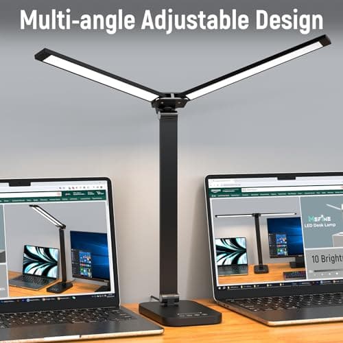 Adjustable Foldable Desk Lamp for Home Office - Double Swing Arm Bright LED Desk Light, Eye-Caring Architect Task Lamp, Touch Control Desktop Lamp Dimmable Table Desk Light for Work/Study/Craft 8