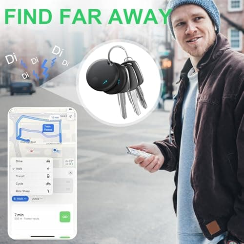 Tracker Tag 4 Packs Bluetooth Tracker, Smart Tag Locator Tracking Device, Keys Finder and Item Locator,Air Tracker Item Finders with Find My(iOS Only) Track Your Keys,Wallet,Luggage (Black) 6