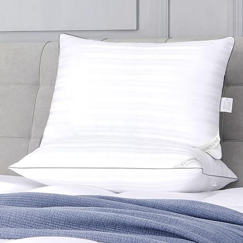 Cosmoluxe Hotel Collection Pillows Queen Size Set of 2, Soft Down Alternative Pillows 2 Pack for Back and Side Sleepers, 20 x 28 Inches