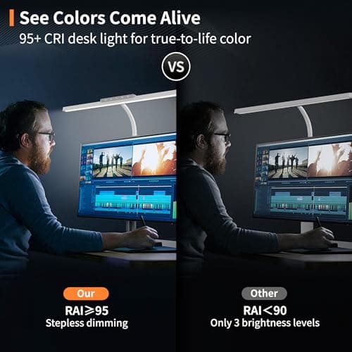 SEOUFRDZ Desk Lamp, 3 Colors Stepless Dimming LED Desk Lamps for Home Office Adjustable Memory Desk Light with Clamp Touch Control Office Lamp Eye Caring Computer Light for Working Sewing(White) 6