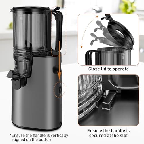 Cold Press Juicer, Juicer Machines with 5.8" Wide Feed Chute for Juice Extractor, Slow Masticating Juicer for Vegetables & Fruits with High Juice Yield, Easy to Clean (Black) 7