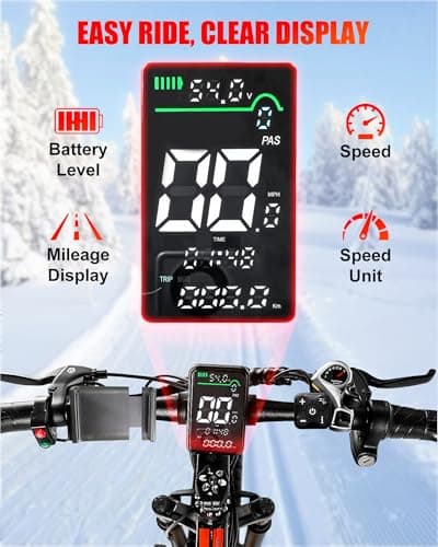 EOEOTWO Fat Tire Electric Bike for Adults, 1500W Peak Motor Fast Electric Bicycle, 30/33 MPH 60/70 Miles Electric Mountain Bike, 26" All Terrain E Bikes, Dual Brake, 7 Speed 6