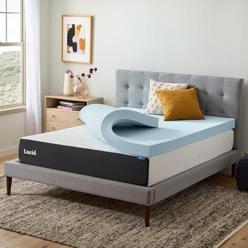 Lucid 4 Inch Memory Foam Mattress Topper, Twin XL Size – Cooling Gel Bed Topper – Preassure-Relieving Ultra Plush Feel – Ventilated Breathable Design – CertiPur Certified - Dorm Room Essentials 7