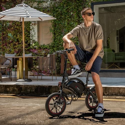 DYU Electric Bike for Adults Teens, D3F 14" Folding Electric Bicycle,Commuter City E-Bike with 250W Motor and 36V 10AH Lithium-Ion Battery,37-40miles Travel Range UL Certification 8
